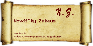 Nováky Zakeus névjegykártya